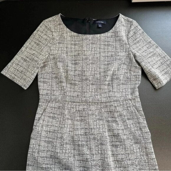 Lands' End Women’s 6 Midi Dress Pockets Black White Office Business Professional - Picture 4 of 12